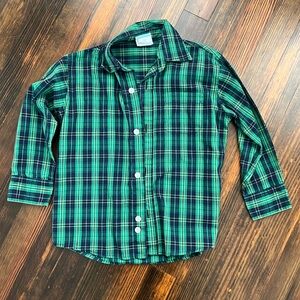 Southern Sunshine/Smocked Auctions Green plaid button down shirt, size: 4T